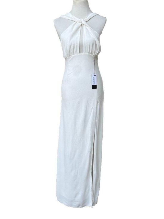 Stone Cold Fox Dresses & Skirts - Stone Cold Fox Women’s White Rayon Palm Side Slit Halter Gown Dress Size 4 US